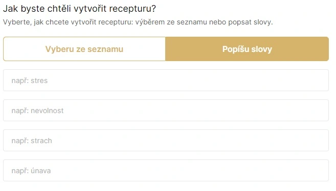 M.E.G Bio Bachovky na míru objednáte pomocí formuláře, kde vypíšete své emoce a pocity.
